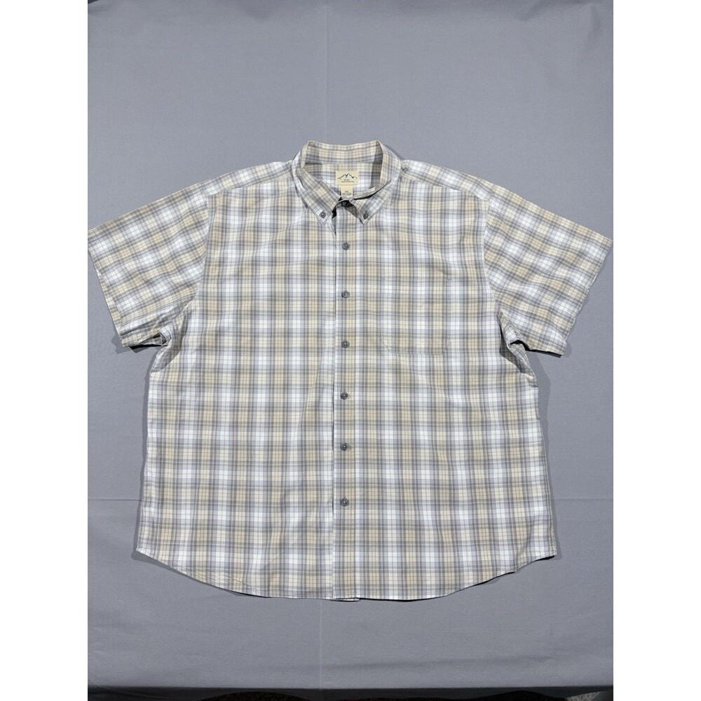 Blue Mountain Tan/Gray Plaid XXL Short Sleeve Shirt Lightweight Breathable